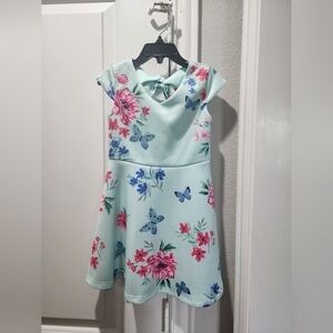 Floral Kids Dress with Butterfly Print